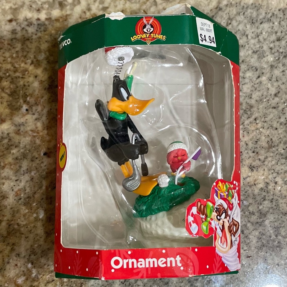 Looney Tunes 1999 Daffy Golfing Christmas Ornament in Box Trevco Vintage